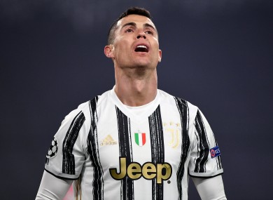 Cristiano Ronaldo reacts during the Champions League round of 16 match.