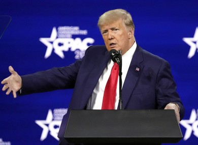 Former US president Donald Trump speaking at CPAC yesterday.