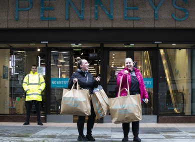 Michelle and Lauren O’Neill from Dublin with their Pennys Bags outside Pennys, O’Connell Street, Dublin in June, 2020