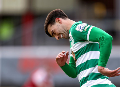 Danny Mandroiu celebrates his recent winning goal for Shamrock Rovers against Saint Patrick's Athletic.