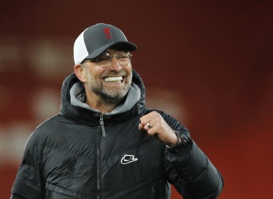 Liverpool manager Jurgen Klopp reacts after the final whistle.