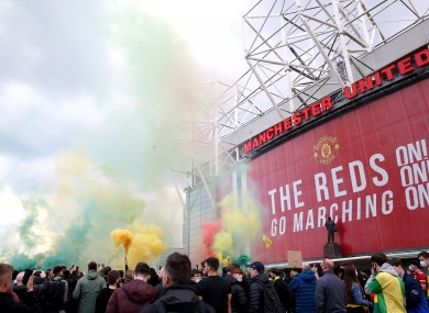 Fans protesting outside Old Trafford last Sunday.