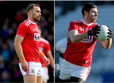 Cork forwards Ciaran Sheehan and Luke Connolly.