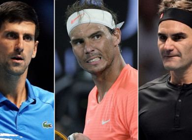 Novak Djokovic, Rafael Nadal and Roger Federer.