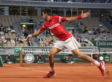 Djokovic in action this evening.