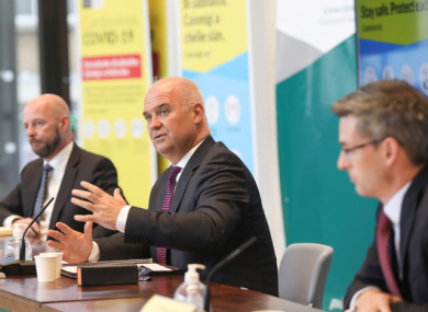 Professor Philip Nolan, Dr Tony Holohan and Dr Ronan Glynn at a press briefing last week.