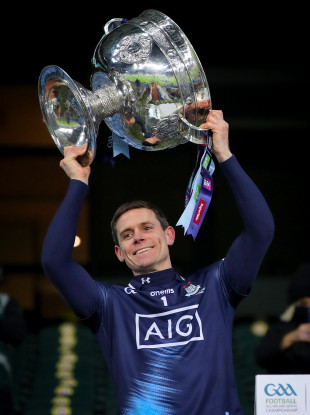Stephen Cluxton lifting the Sam Maguire Cup last December.