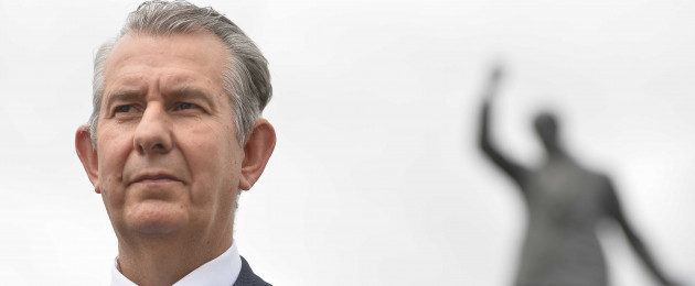 DUP Leader Edwin Poots at Stormont buildings.