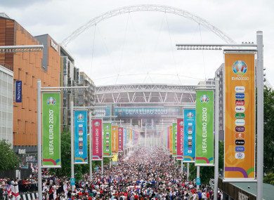 Crowds in front of Wembley Stadium