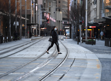 A near empty George Street is seen in the central business district in Sydney