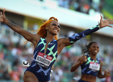 Sha'Carri Richardson in action at the US Olympic Track & Field Trials.