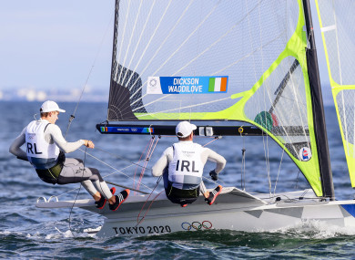 Ireland's Robert Dickson and Sean Waddilove in action in Tokyo.