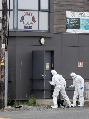 Forensic experts at the scene of a shooting incident at Bray Boxing Club in Co. Wicklow, 5 June 2018.