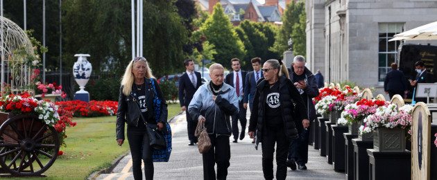 Families of the victims of the Stardust fire pictured before they attended their inquest at the RDS today.