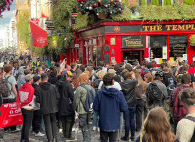 Dozens of people attended a demonstration in Temple Bar this evening.