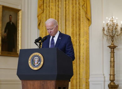 US President Joe Biden pauses for a moment of silence for the US soldiers killed in the Kabul airport attack.