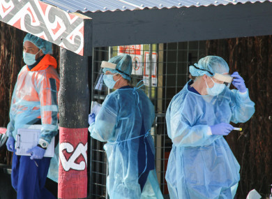 Covid-19 testing health workers at a facility in Christchurch on Saturday.
