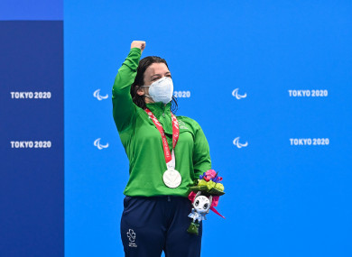 Nicole Turner receiving her silver medal yesterday.