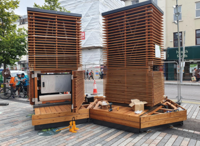 The CityTrees during installation