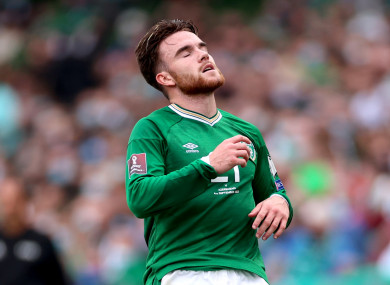Aaron Connolly, pictured during the weekend's draw with Azerbaijan.