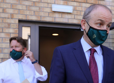 Taoiseach Micheal Martin (right) with Minister for Housing Darragh O’Brien (left)