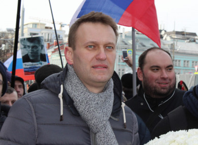 Opposition member Alexei Navalny participates in a demonstration in Moscow, Russia, 26 February 2017.