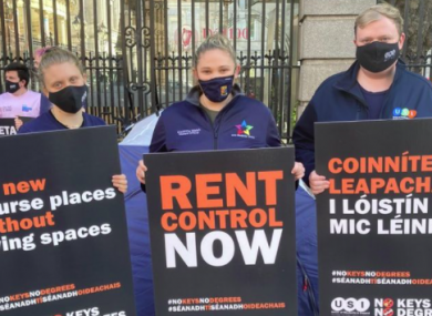 Students at the Dáil today.