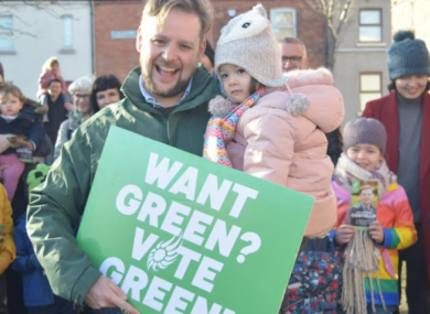 The Green Party's Patrick Costello and his daughter ahead of the 2020 general election.
