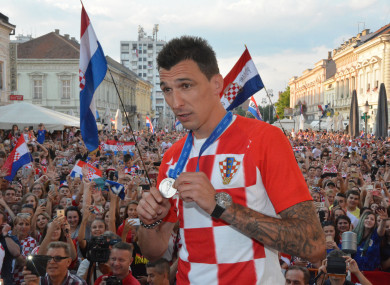 Mario Mandzukic of Croatian national football team shows his World Cup medal (file pic).