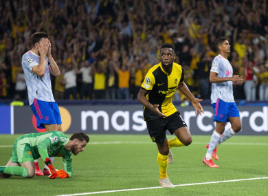 Jordan Siebatcheu celebrates his goal.