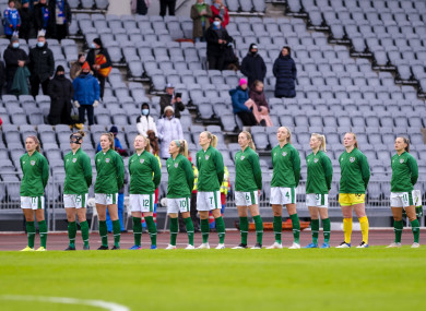 The Ireland team during a recent friendly against Iceland.