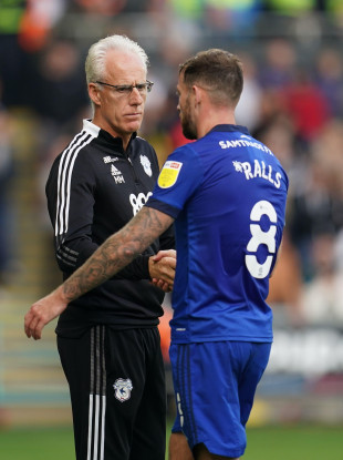 Cardiff City's Joe Ralls after being substituted by his manager Mick McCarthy.