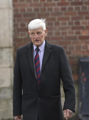 Dennis Hutchings arriving at Laganside Courts.