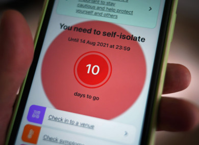 A message to self-isolate on the NHS coronavirus contact tracing app
