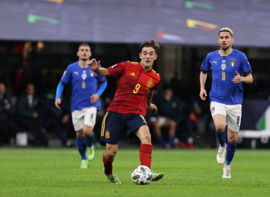 Gavi of Spain in action.