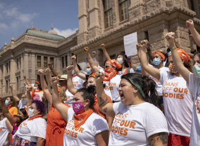 Women protest against the six-week abortion ban at the Capitol in Austin, Texas on 1 September