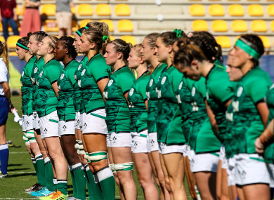 Ireland standing for the national anthem during their World Cup qualifier against Italy.