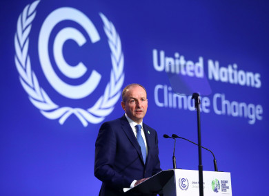 Taoiseach Micheal Martin speaking during the Cop26 summit in Glasgow.