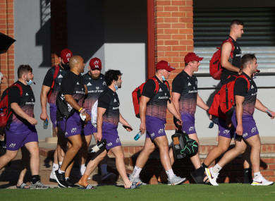 Munster at training in Pretoria last week.