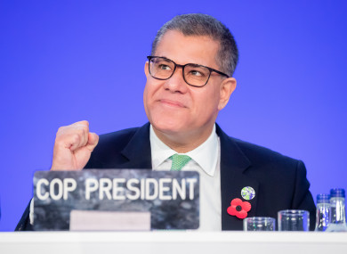 COP26 president Alok Sharma at the summit yesterday.