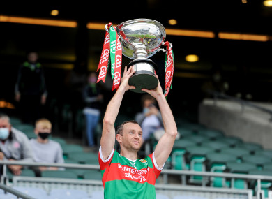 Keith Higgins lifting the Nickey Rackard Cup earlier this year.