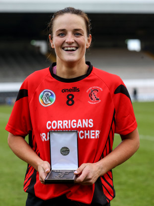 Stacey Kehoe with her Player of the Match award.