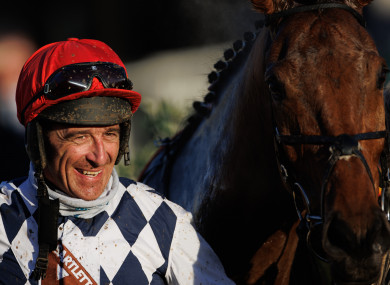 Davy Russell celebrates are winning on Galvin at Leopardstown.