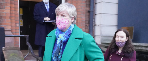 Karina Molloy (left) and Yvonne O'Rourke from the Women of Honour group outside the Department of Foreign Affairs in Dublin following their meeting with Defence Minister Simon Coveney.