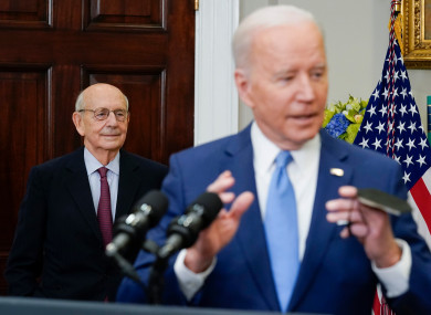 US President Joe Biden and Supreme Court Justice Stephen Breyer.