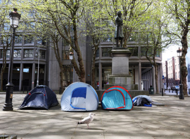 Tents located only metres away from Government Buildings.