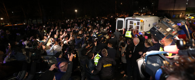 Crowds outside Tullamore District Court this evening.