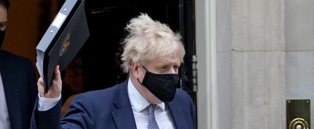 Boris Johnson leaving 10 Downing Street to make a statement in the House of Commons today.