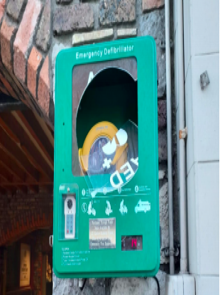 A public access defibrillator vandalised on Tullow Street, Carlow Town
