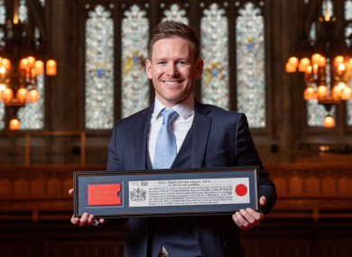 Cricketer Eoin Morgan who has been made a Freeman of the City of London in a ceremony at the Guildhall.
